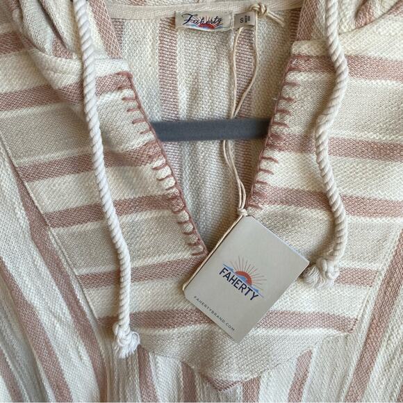 Faherty Daytripper Hoodie Striped Neutral Pullover Beach Cover Up Small Womens - Picture 6 of 9